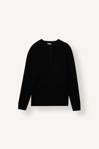 Standard Fit Henley Neck Buttoned Knit Basic Sweater I3463Ax26Wn