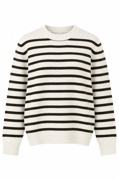 Ecru - Brown Striped Sweater - 5329