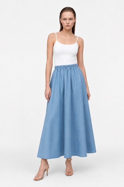 Women's Denim A-Line Midi SKIRT