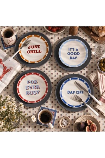 Kitchen Daily Mood 4-Piece Plate Set - Assorted Colors - 19 cm