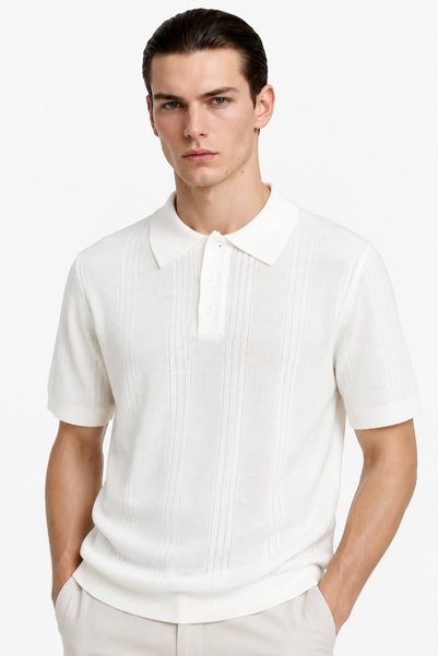Men's Polo Neck Summer Knitwear T-Shirt