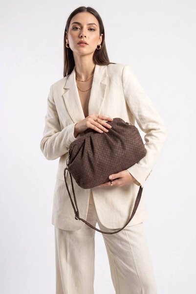 Women's Suede Leather Clutch Bag and Shoulder Bag
