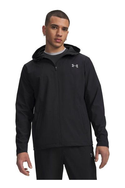 6013804-001 Ua Tech Utility Woven J Black Men's Hooded Long-Sleeve Zip Jacket