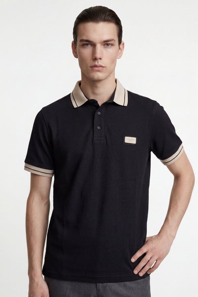 Stripe Detailed Polo Collar Men's T-Shirt