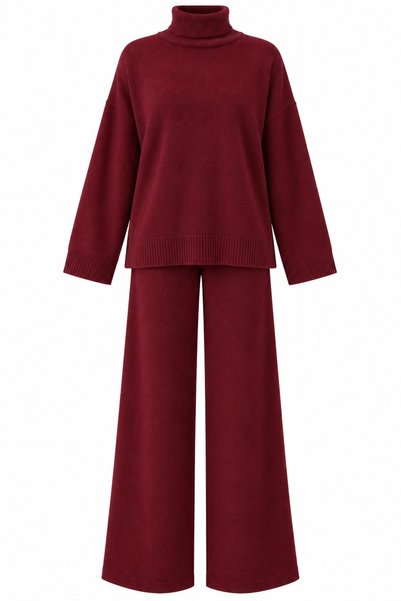 Burgundy High-Waisted 2-Piece Pants Set - 2Y4672