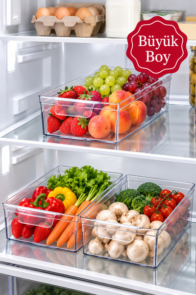 3-Piece Large Clear Refrigerator Organizer Set, 3.2 L
