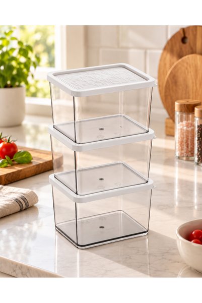 Set of 3 White-Lid Storage Containers - 250 mL