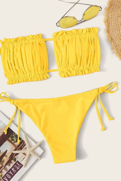 Brazilian Model Gathered Tie Bikini Top