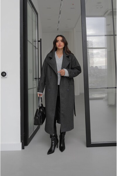 Anthracite Tokyo Belted Cashmere Coat