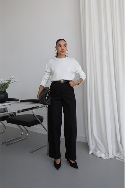 Black Curved Barrel Pants
