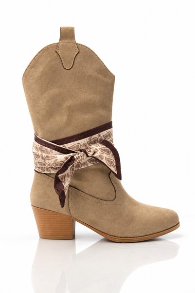 Women's Mink Comfortable Fit Ribbon Detailed Heeled Boots