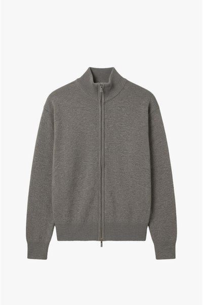 Taupe Color Double-Zip Cardigan