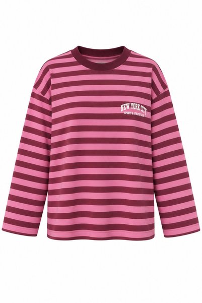 Pink Striped New York Printed Sweatshirt - 1130