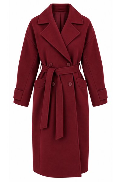Burgundy Frankfurt Long Cashmere Coat - 2Y408021