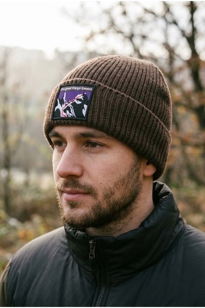 Tnf logo box cuffed knit beanie for women and men, warm winter outdoor acrylic beanie.