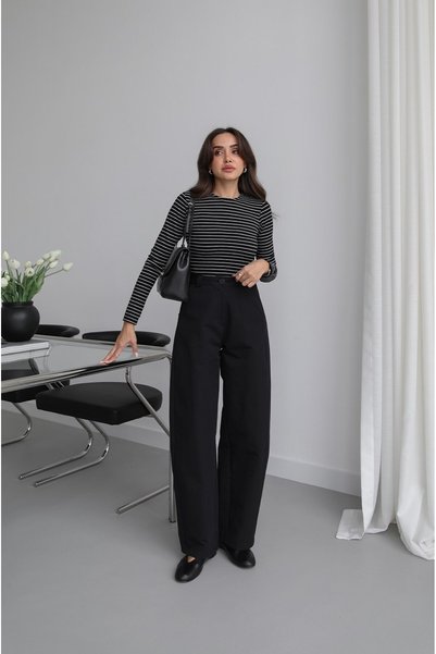 Black High-Waisted Bell-Bottom Pants
