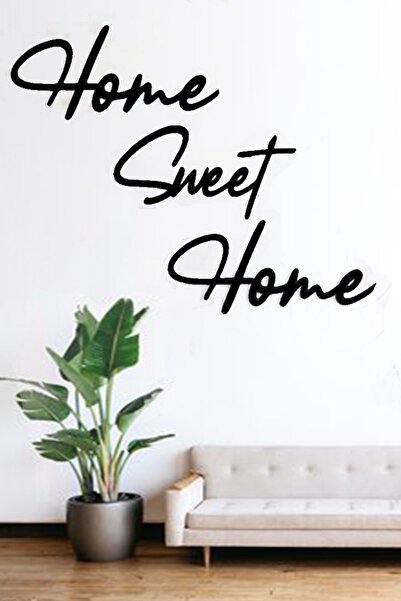 Црн дрвен ѕиден натпис Home Sweet Home - украс за врата, ласерски сечен за ходник, дом, 75x45 cm табла