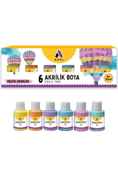 Acrylic Paint 6 X 25ml. Pastel Colors