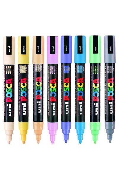 Posca Pc-5M 1.8-2.5 Water Based Flower Color Painting Marker - 7+1 Set