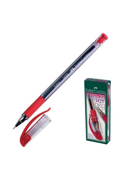 Faber-Castell 1425 Needle Tip Ballpoint Pen Red 10 Pieces