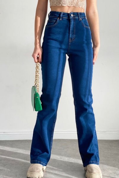 Women's Dark Blue Lycra Flare Leg Jeans Jeans