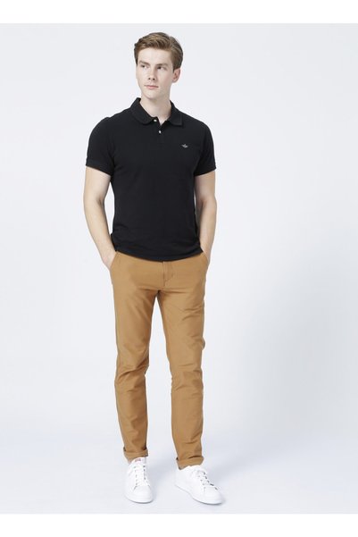 Black Men's Polo-Neck T-Shirt
