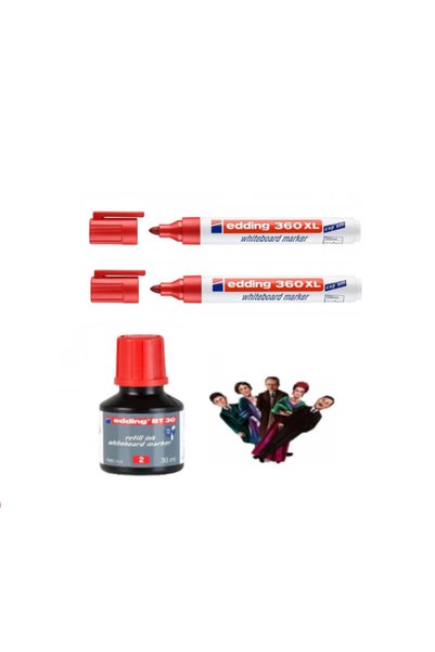 360XL 2X Red Refillable Board Pen+Bt30 Red 30ml Board Pen Ink+Special K. Marker
