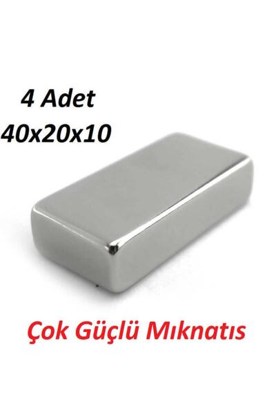 4 парчиња 40mm X 20mm X 10 Mm многу силен правоаголен неодимиумски магнет