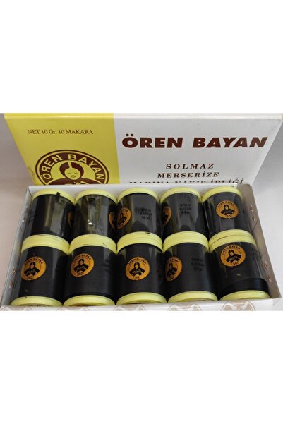 Ören Bayan памучен конец за машински вез, 10 грама, кутија од 10, боја: црна