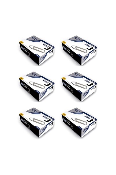 230 Paper Clips No: 3 Nickel Plated 100 Pieces Pack of 6