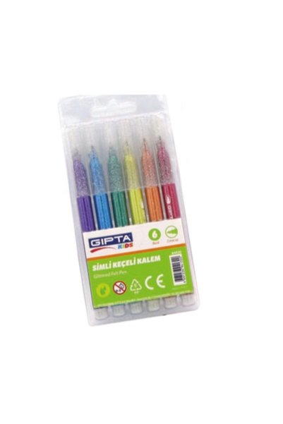 6 Pack Glitter Felt Tip Pens
