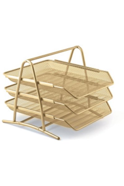 Perforated 3-Piece Document Shelf Set (Gold)
