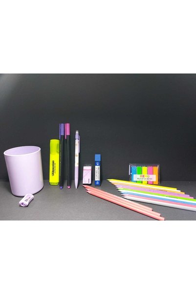 22 Pieces Stationery Set Pencil Eraser Felt Tip Pen Pencil Sharpener Highlighter Desk Pen Holder ...