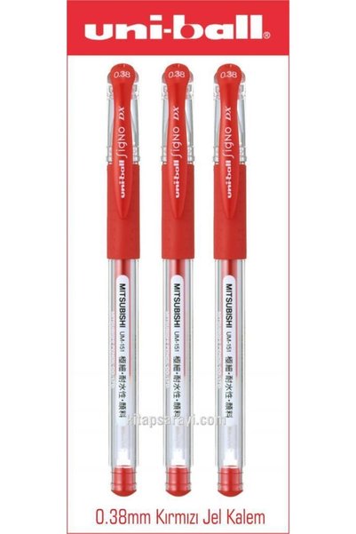 Uniball Signo Dx 0.38 Mm Red Gel Pen 3 Pcs Um-151