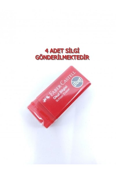 4 Pieces Small Red Color Faber-castell School Eraser