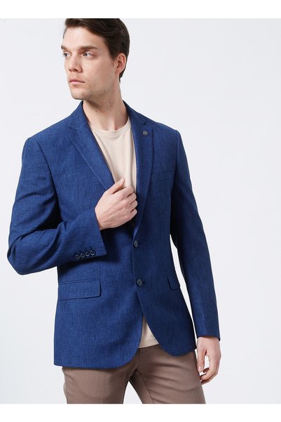 Altınyıldız Classics 4A0422200005 Mono Collar Slim Fit Patterned Navy Blue Men's Jacket