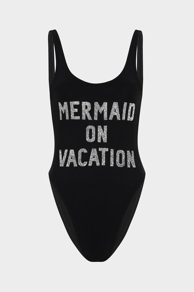 Mermaid On Vacation Slogan Push Up Swimsuit