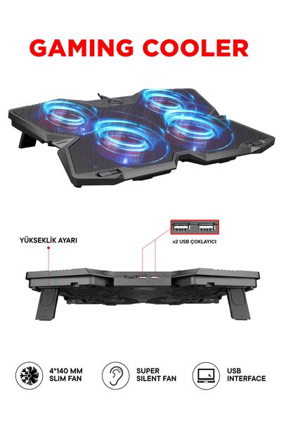 AD-RC3 X-DRAGON црн 140mm 4-делен вентилатор USB 15-17" компатибилен држач за ладење на лаптоп