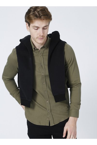 Lemon E-austen-y Plain Standard Fit Khaki Men's Shirt