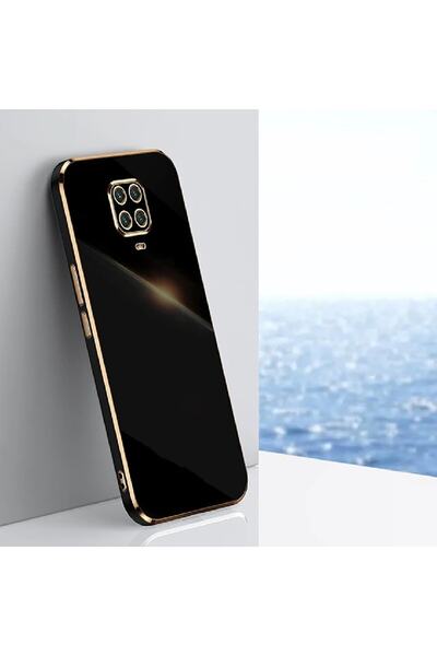 Redmi Note 9 Pro/9S Case with Shiny Edges and Gold Embroidery Camera Protection Cover Black