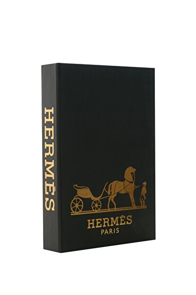 Hermes црна златна декоративна кутија во форма на книга