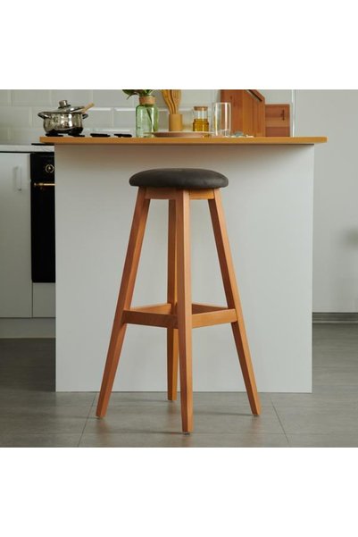 Round Solid Stool - Natural/Anthracite