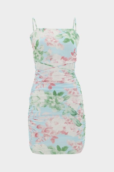 Cut Out Side Draped Woven Dress