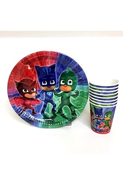 Pjmask Pjmaskeliler сет од 8 чинии и чаши