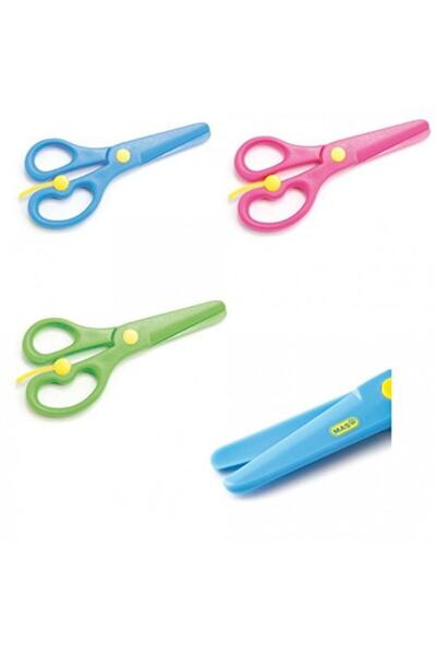698 Students' Scissors Blunt Tip Plastic Spring Mixed Colors (36 Pieces Box)