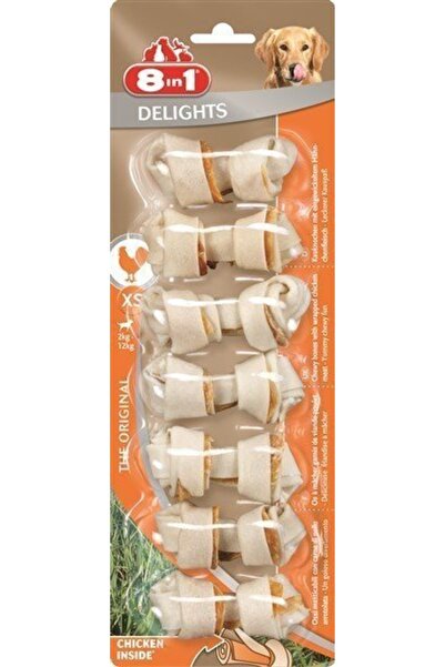 8 In1 Delights Bones XS коска за нега на заби за кучиња со пилешко 7 парчиња 84 g