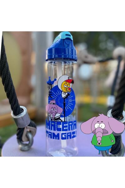 King Şakir Fans Patterned-piped Tritan Flask 630 Cc Blue