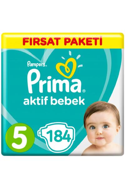 Active Baby пелени број 5, економично пакување 11-16 kg, 184 парчиња