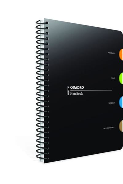 Quadro Spiral 4 Separator PP Cover Notebook 17x24cm 150 Sheets Checkered (2 Pack) 2908
