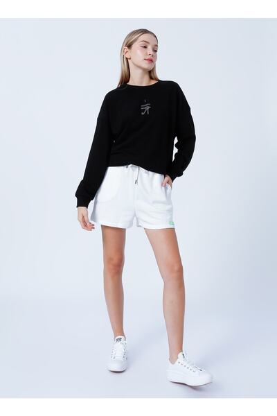 X Aae Elastic Waist Loose Fit White Women's Shorts K-edoya